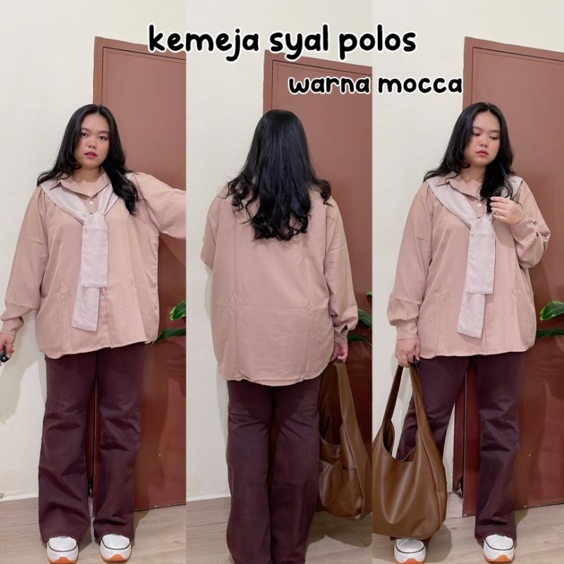 NEW ARRIVAL! KEMEJA POLOS SYAL BIG SIZE OVERSIZE JUMBO LD 130CM KOREAN STYLE MURAH