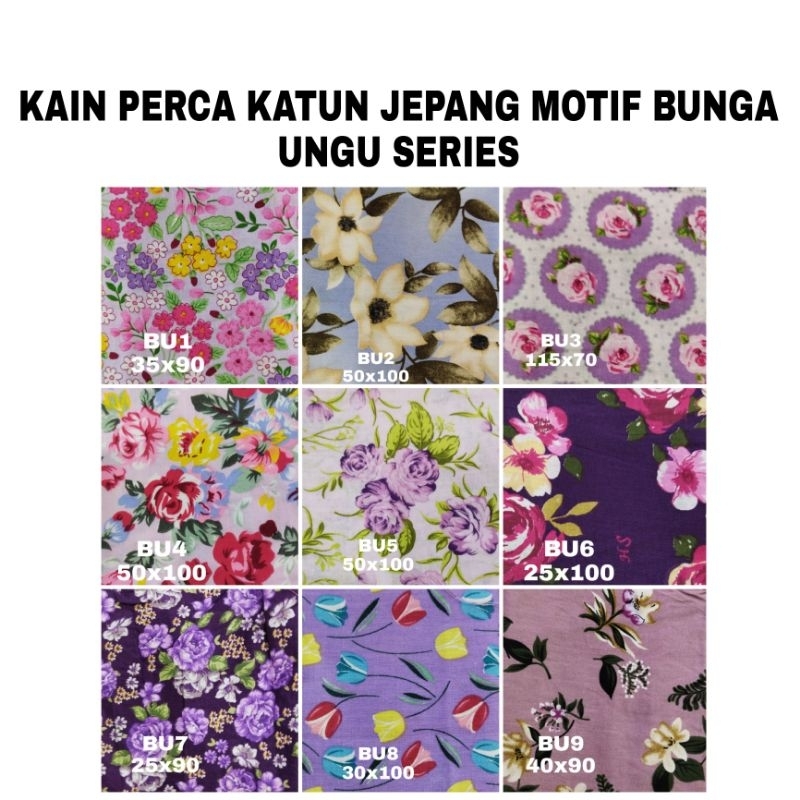 Kain Perca Katun Jepang Motif Bunga Ungu Series | DIY | Handicraft | Craft | Kain kiloan Katun Jepan