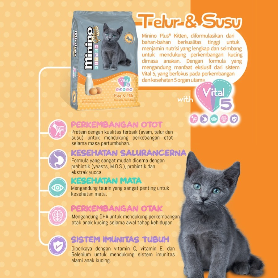 Minino Plus Kitten Repack 400gr - Makanan Anak Kucing Super Premium