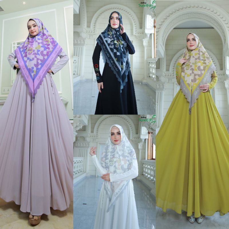 Maura Series By Gallery Syarifah Original Terbaru Gamis Syar'i Ceruty Polos HQ Mix Jersey Premium Se
