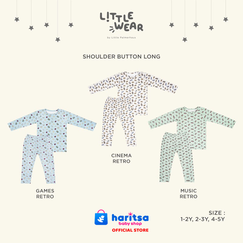 Little Palmerhaus - Setelan Anak Lengan dan Celana Panjang Little Wear Shoulder Button Long Katun bamboo (1-3 Tahun)