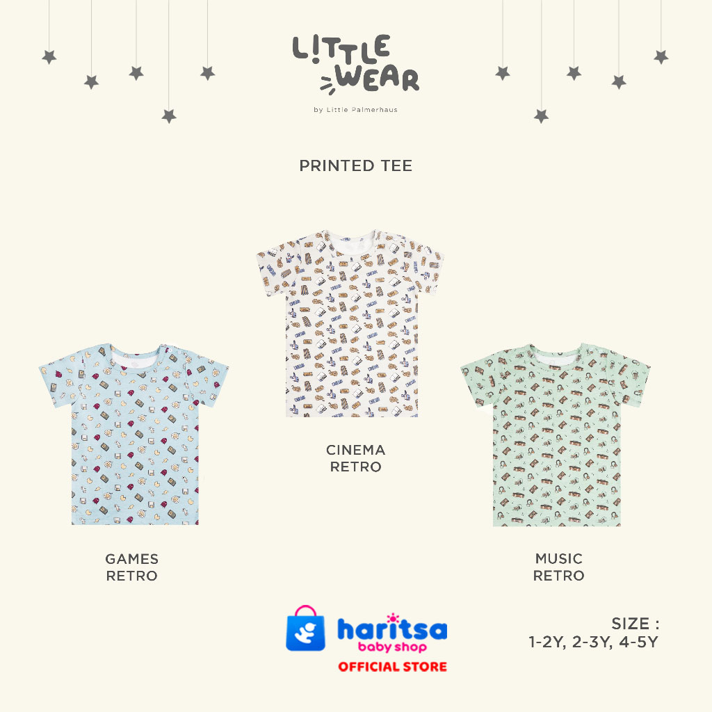 Little Wear 1-5Y Printed Tee Little Palmerhaus Tshirt Anak Unisex Motif Terbaru