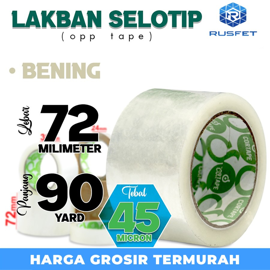 

Lakban 72mm x 90yard Cortape Plakban isolasi OPP Tape TERMURAH /Satuan