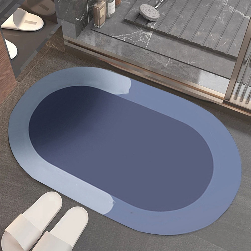 Keset Kamar Mandi Anti Slip Absorbent Oval 60x40cm - D46 - Blue