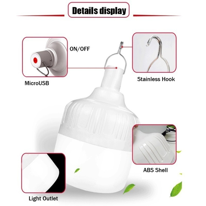 Lampu Gantung LED USB Outdoor Portable Tent Lamp Cool White - V01 - White