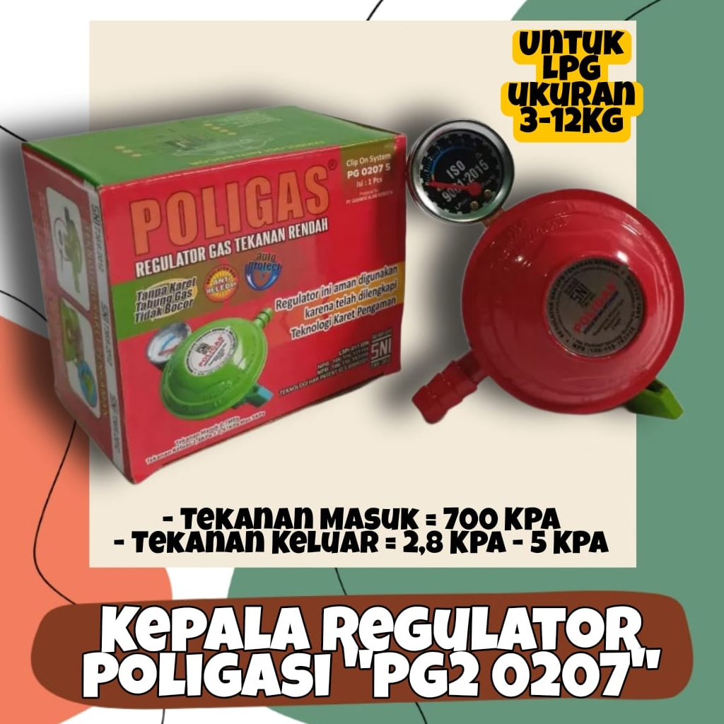 Kepala Regulator Gas POLIGAS PG2 0207 /  Regulator 2 Pengunci Poligas - Tekanan Rendah