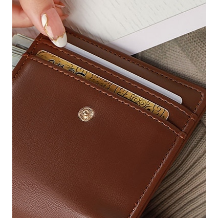DOMPET LIPAT WANITA MINI IMPORT KARTU RESLETING UANG KOIN  KECIL KOREA KULIT COKLAT AELORIA WA693B7 MURAH REMAJA CEWEK PREMIUM LUCU BATAM FASHION ORI BRANDED KEKINIAN SIMPLE