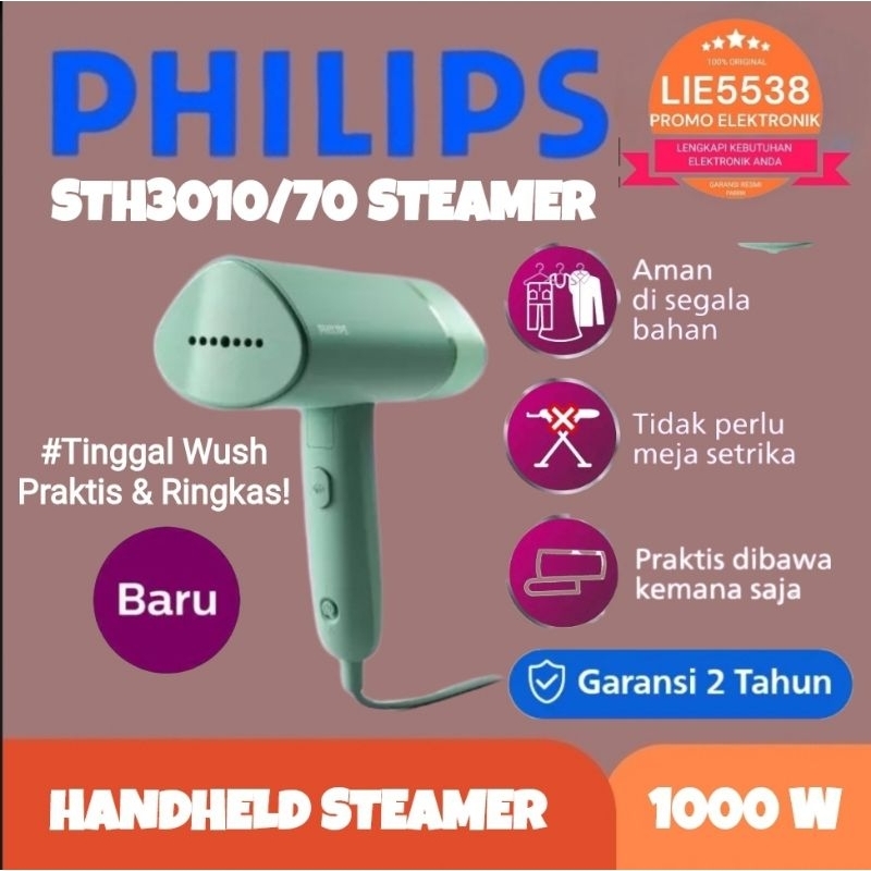 SETRIKA PHILIPS HANDHELD GARMENT STEAMER STH3010 / STH 3010 SETRIKA UAP GENGGAM ORIGINAL GARANSI RESMI