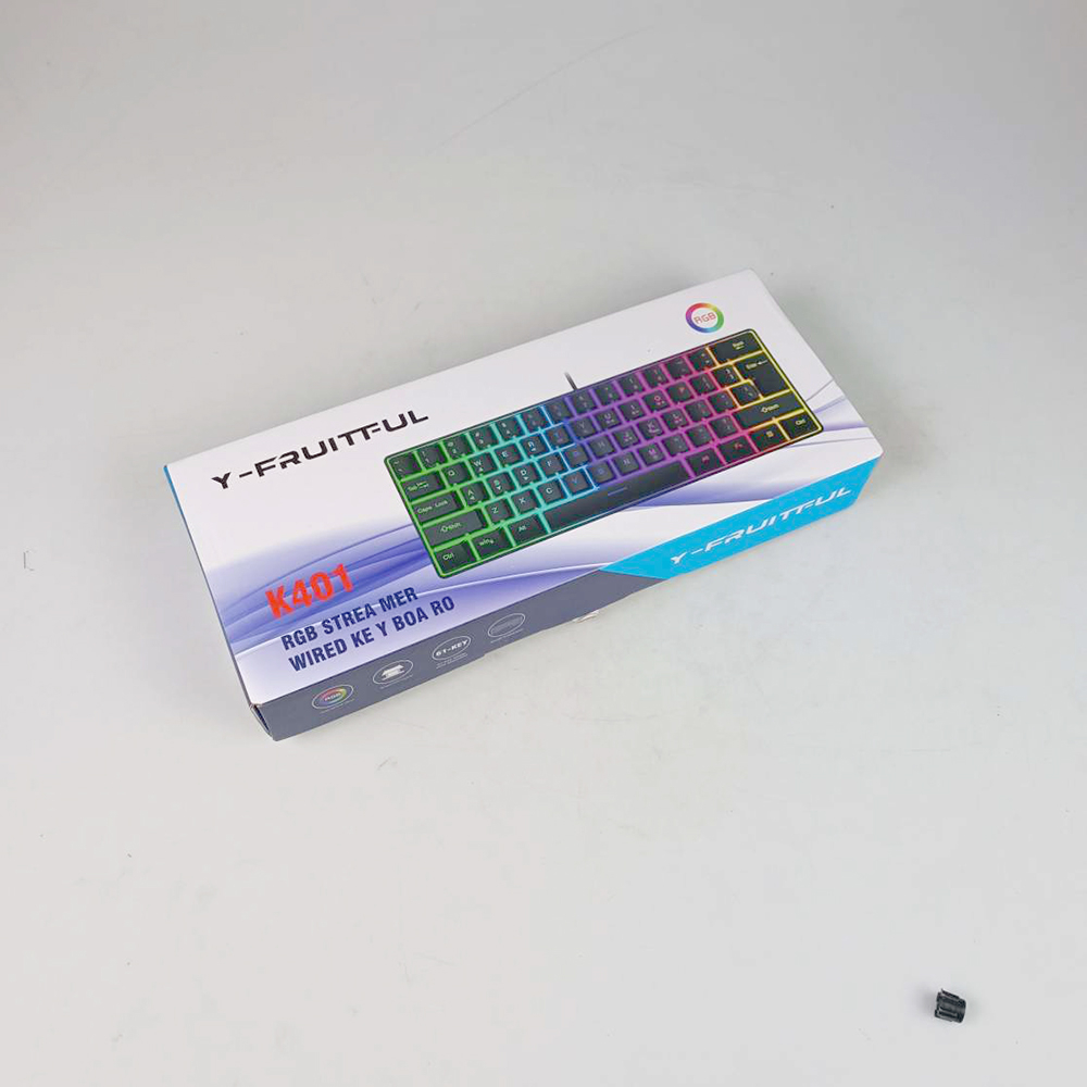 Y-FRUITFUL Keyboard Gaming RGB Backlit Mechanical Feel 61 Key Wired - K401 - Black