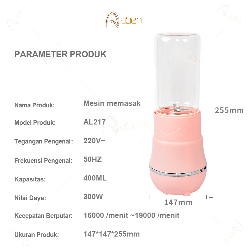 Abeni Blender portable/Juicer USB Multifungsi Kaca Menebal Cangkir（Tiga cangkir fungsional）