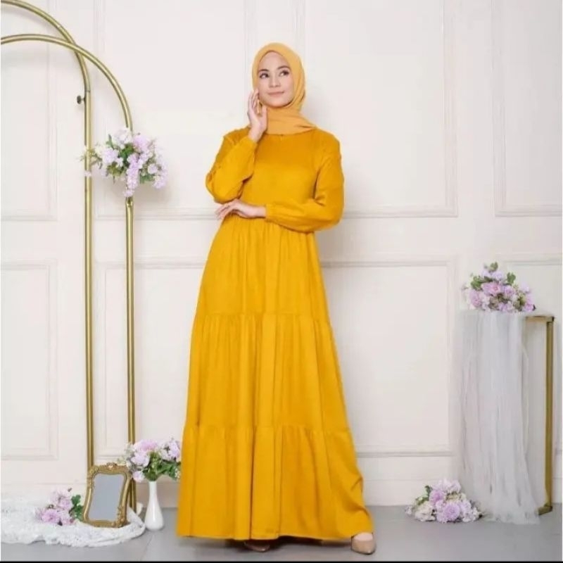 RIHANA | HANUM DRESS/ HANUM MIDI DRESS/ HANUM GAMIS DRESS/ BAJU WANITA/ BAJU TERBARU/ BAJU MUSLIMAH/ GAMIS KEKINIAN/ PAKAIAN KEKINIAN/ GAMIS RAYON/ DRESS RAYON/ DRESS HANUM/ DRESS RAMPEL/ DRESS SUSUN/ GAMIS CANDA/ DRESS RAYON PREMIUM-Kunyit
