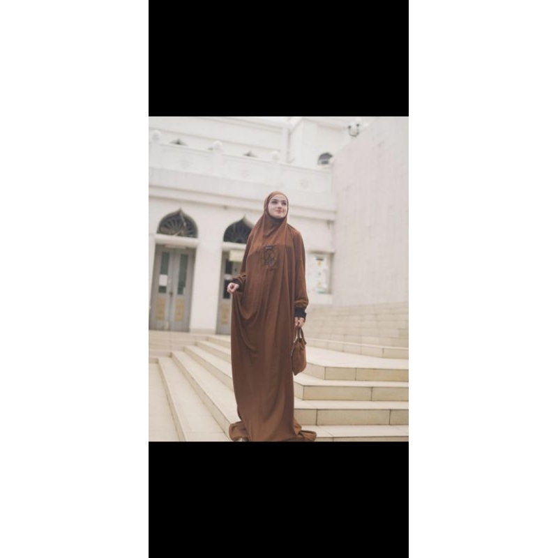 mukenah manset/mukenah hadromaut warna coklat,ya basmah collection