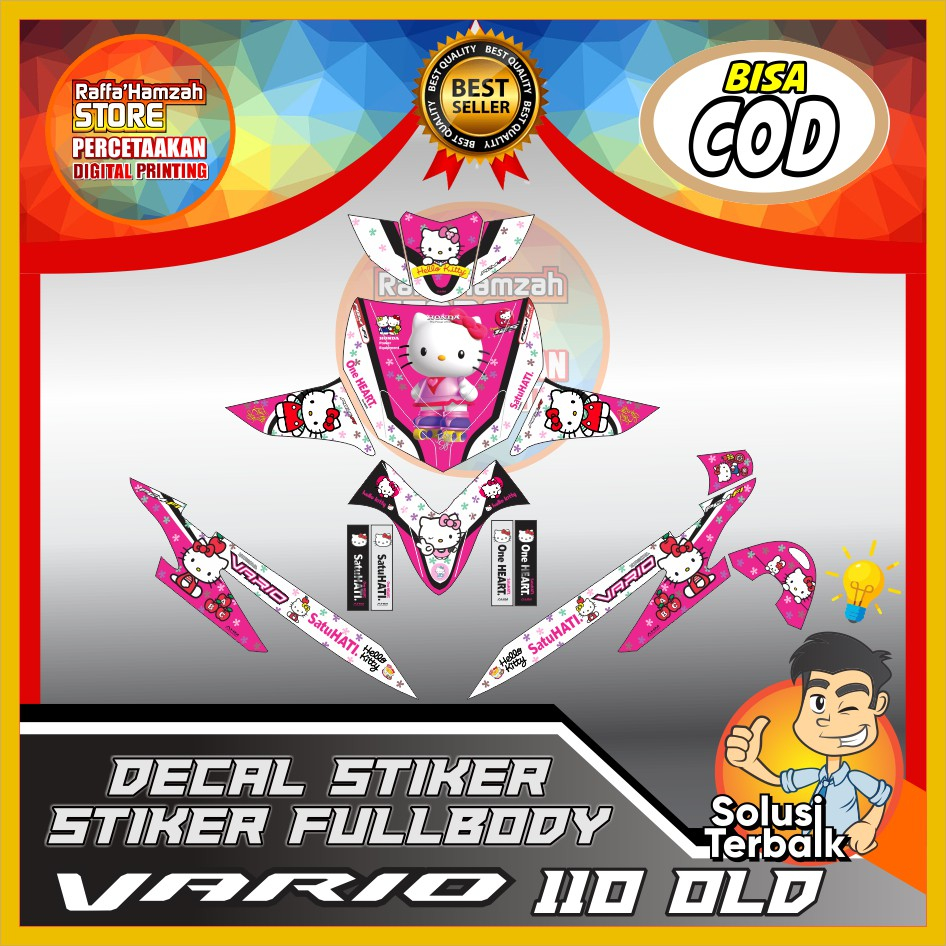 Terlaris Decal Stiker Fullbody Vario 110 CW Karbu 2006 2007 2008 2009 Sticker Desain Hello Kitty