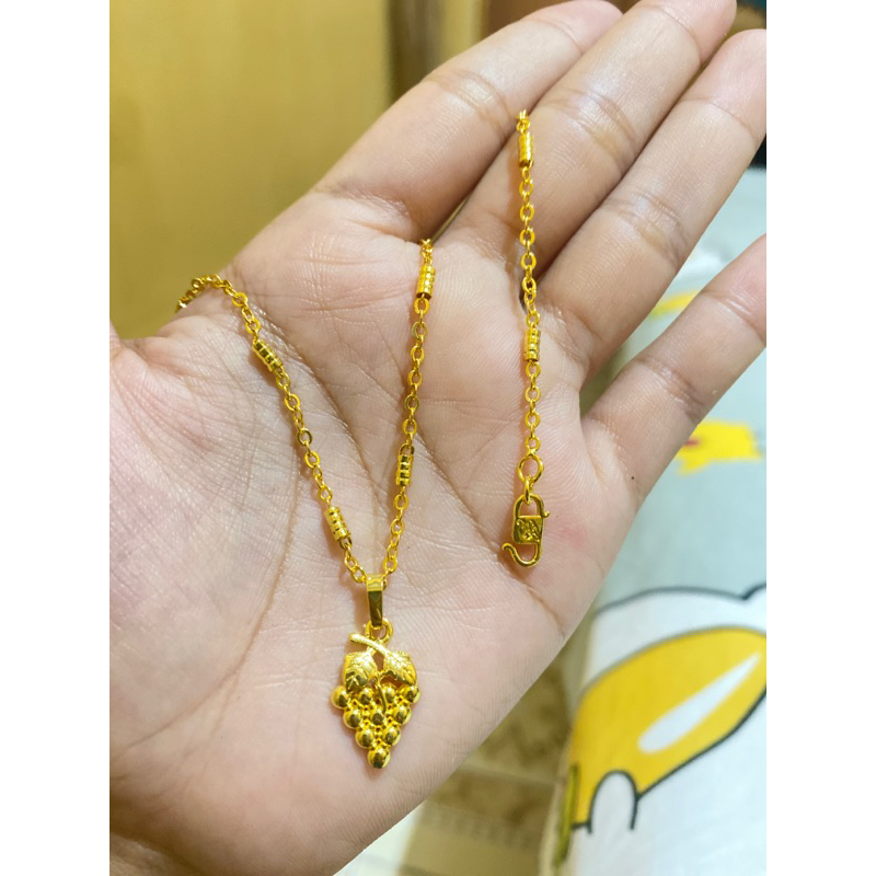 Kalung + Liontin anggur anak warna 24k