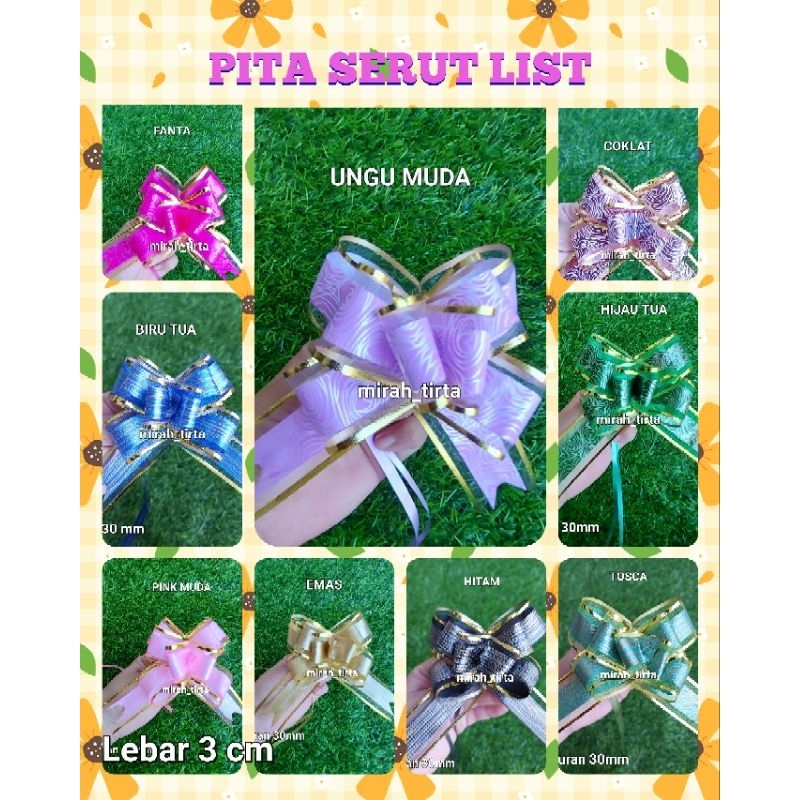 

❤PREMIUM❤ 10 pcs Pita serut list emas. pita tarik 30mm. pita serut 3cm .pita tarik premium .pita parcel.pita buket bunga. pita kado