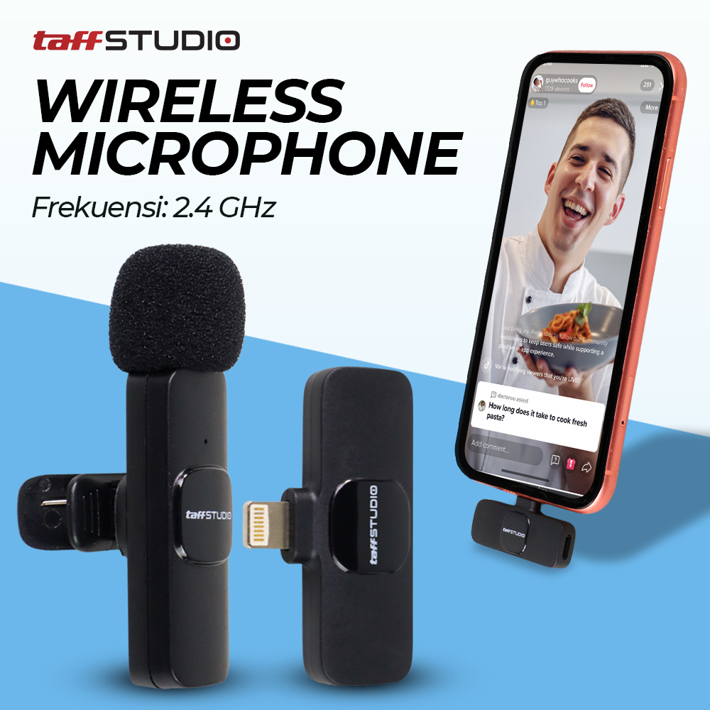 TaffSTUDIO Wireless Lavalier Lapel Microphone Vlogger Lightning - HO86