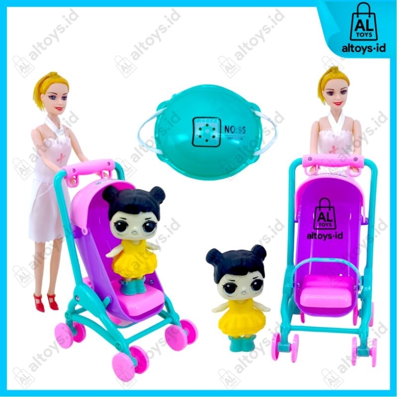 MAINAN DOKTER SUSTER SPESIALIS ANAK KLINIK SET MAINAN ANAK PEREMPUAN BONEKA SUSTER + STROLLER + MASKER &amp; BONEKA MAINAN ANAK MURAH