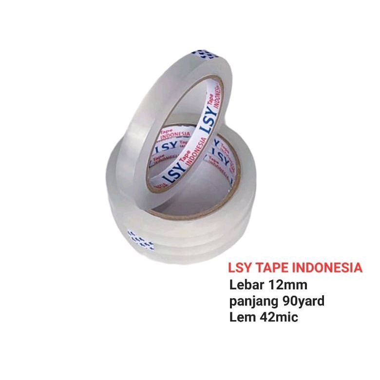 

lakban bening / isolasi bening 12mm x 90yard LSY TAPE INDONESIA ( CBM )