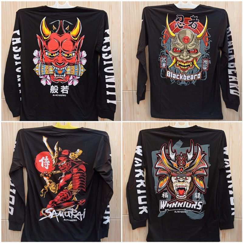 kaos lengan panjang samurai jepang