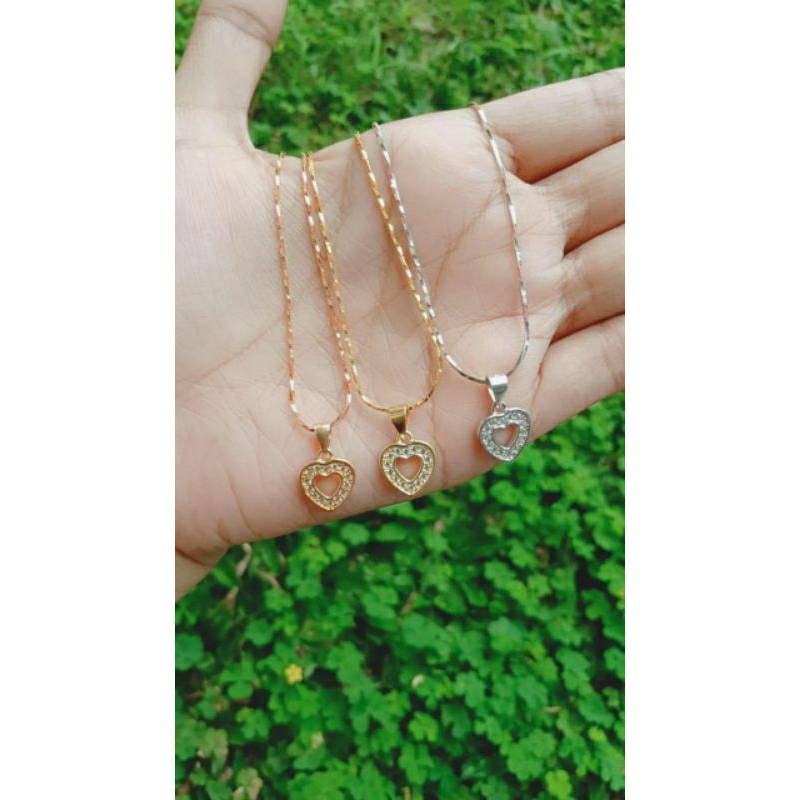 kalung rantai kasandra lilit+liontin love mp/perak asli silver 925 lapis emas/perhiasan fashion wanita terbaru