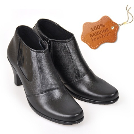 Sepatu Ankle Boots Formal Wanita PDH Hitam Kulit Asli heels 7cm Pantofel Premium Kerja Kantor Dinas 
