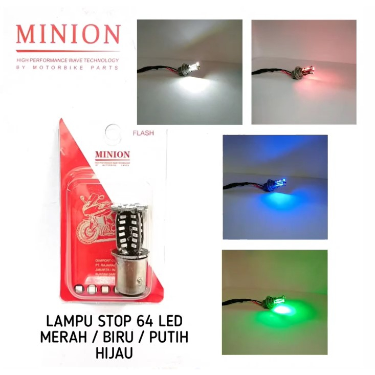 lampu stop rem led 64 mata flash kedap kedip putar rgb universal motor