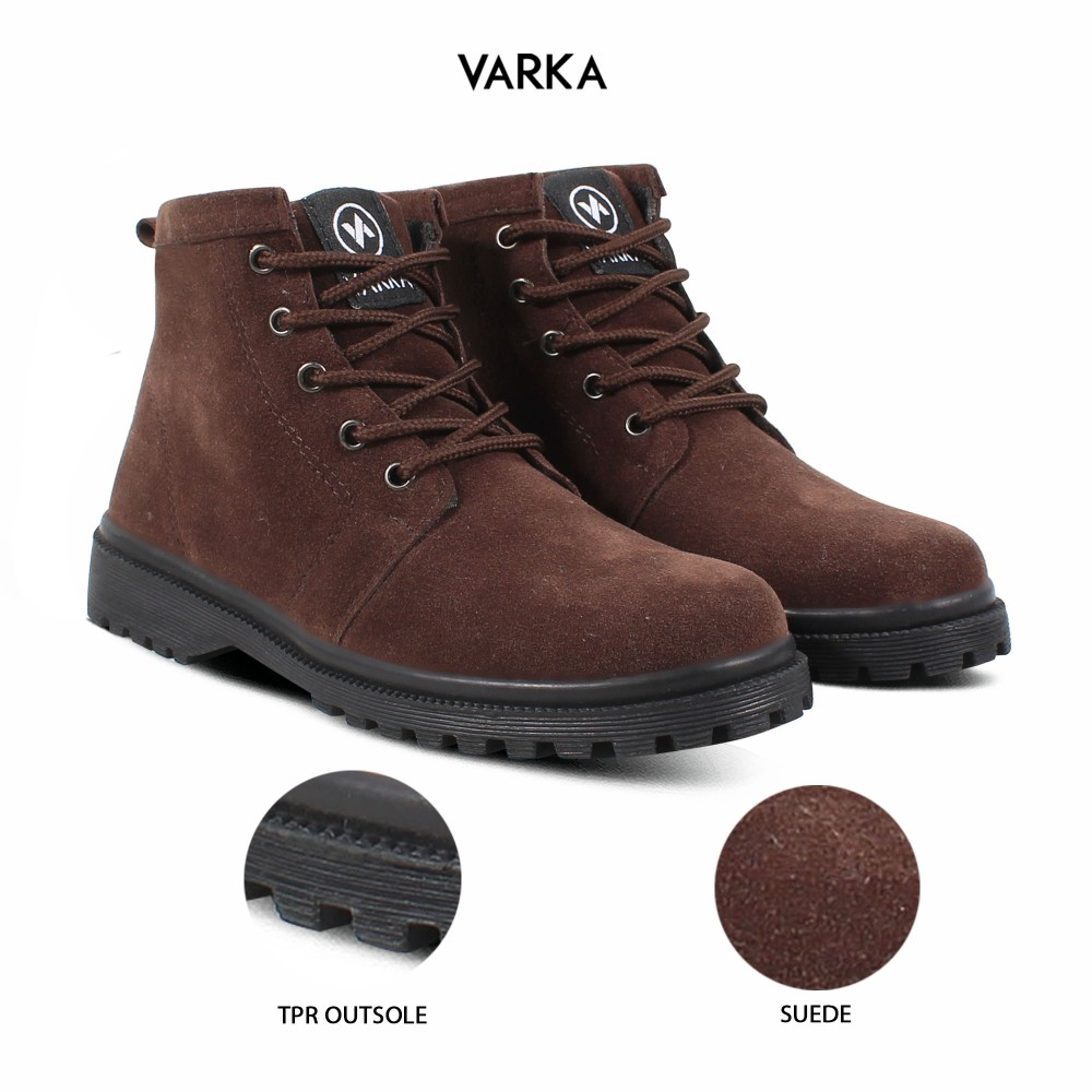 Sepatu Boots Wanita Terbaru V 53112 Brand Varka Sepatu Sneaker Wanita Kerja Hangout Trendi Berkualitas Warna Coklat