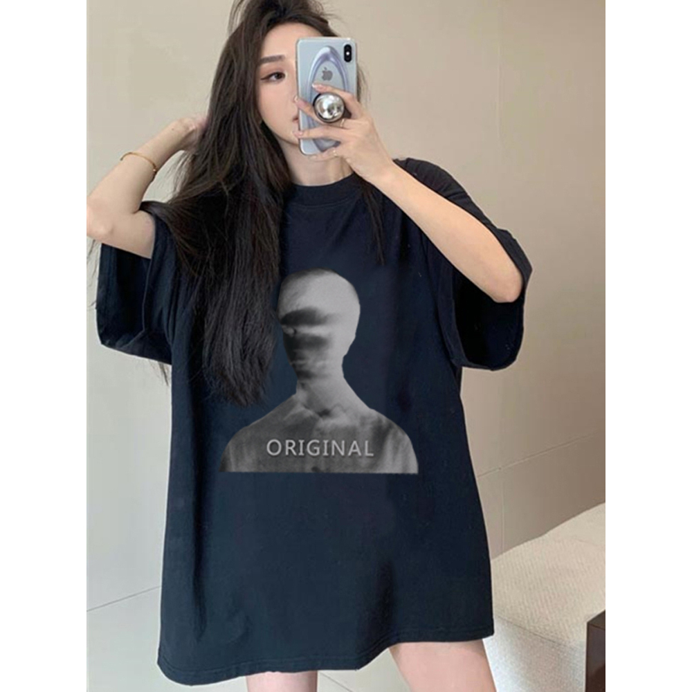 Kaos Puith Atasan Wanita Lengan Pendek Oversize Printed T-shirt Baju Wanita Kekinian Korean Style