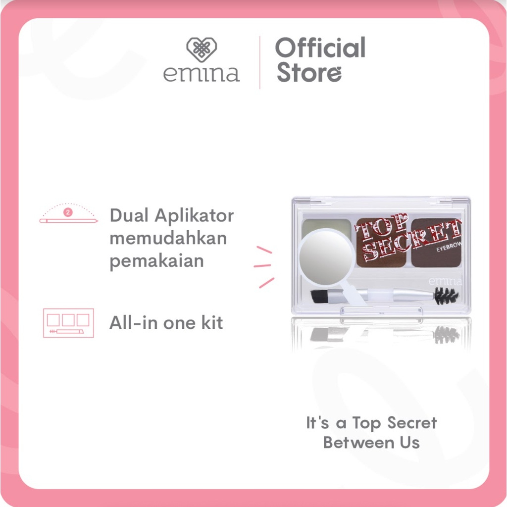 ✨ AKU MURAH ✨ Emina Top Secret Eyebrow 2.9 g - All in One Kit Alis, Pigmented Color, Tahan Lama