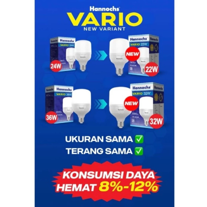 Led Hannochs Vario 32 Watt - Lampu Bohlam Hannochs 32w Putih