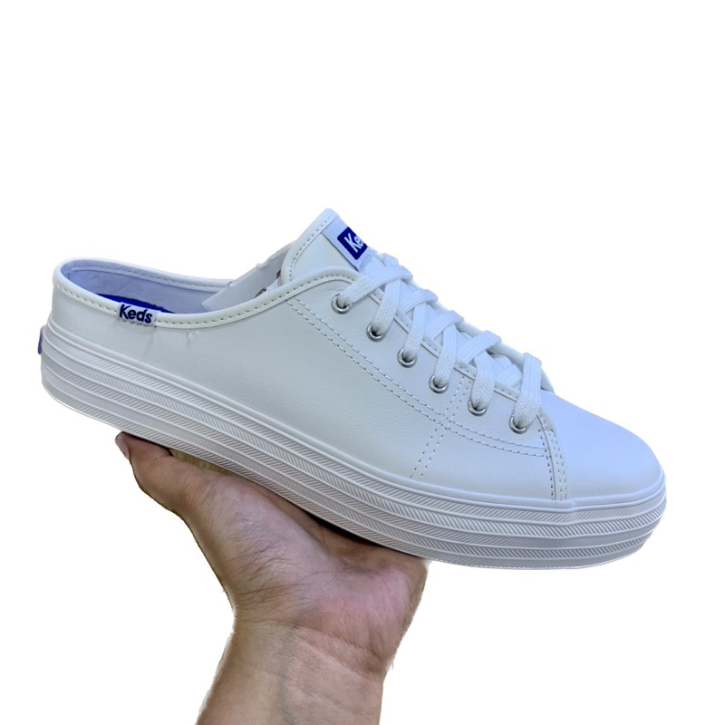 KEDS- TRIPLE KICK MULE LEATHER WHITE