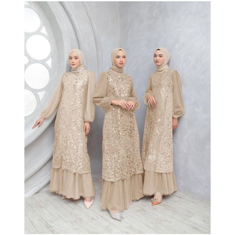 MAXI TERESA /GAMIS FULL BRUKAT KOMBINASI /GAMIS KONDANGAN/GAMIS UNDANGAN