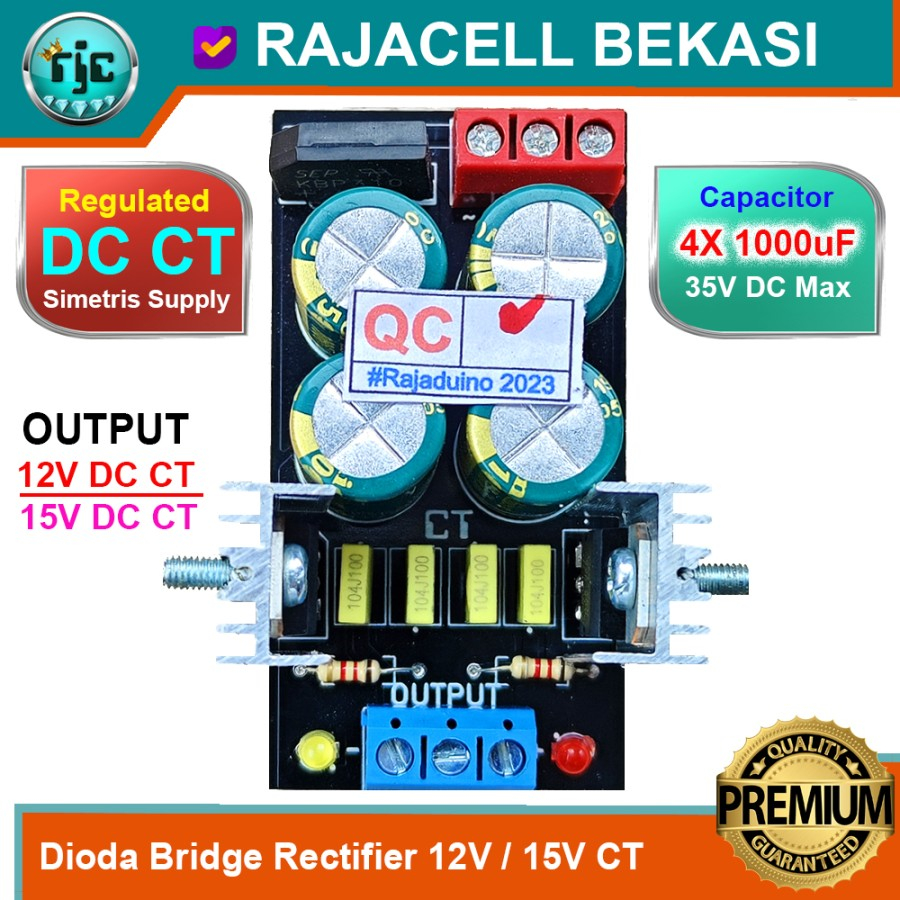 DC Rectifier 12V 15V CT Penyearah Tegangan Power Supply Simetris