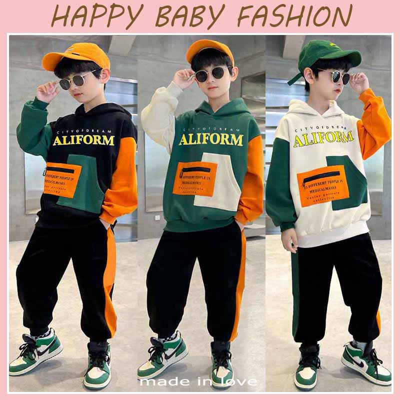 【Happy Baby】5-14Tahun TZ-15  Baju Setelan Cowok/Cewek Celana Panjang &amp; Lengan Panjang