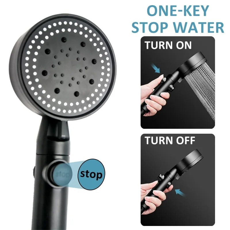 KEPALA SHOWER TEKANAN TINGGI 5 MODE ADJUSTABLE + HOLDER + SELANG
