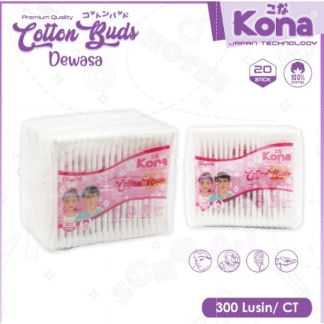 Cotton Bud Merk Kona Dewasa dan Anak Bayi isi 240 Stik (1 PACK) cutton buds kapas pembersih telinga korek kuping