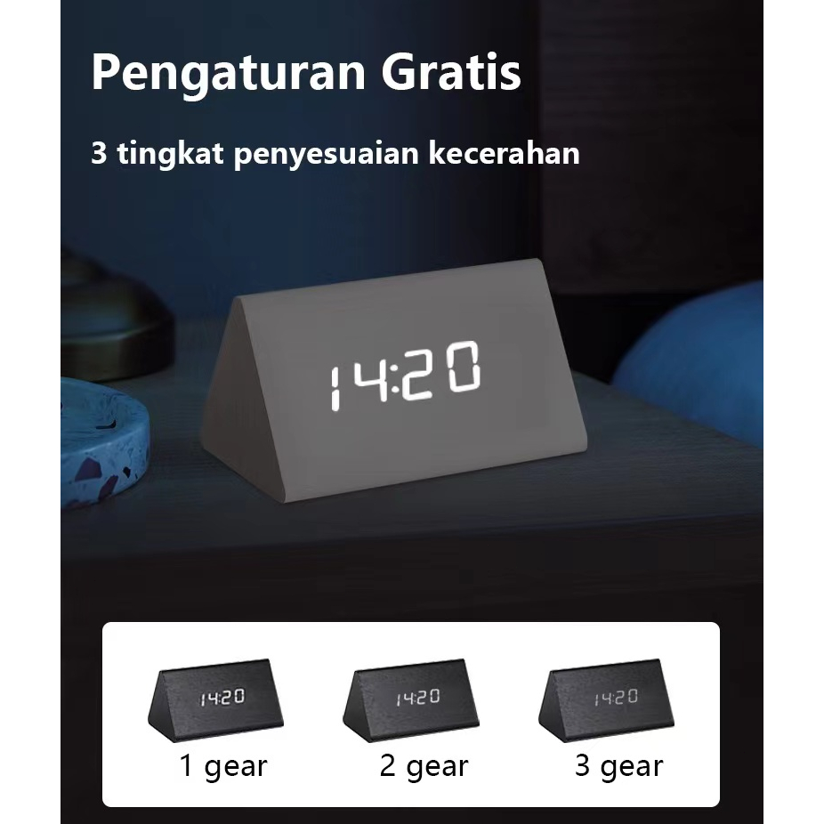 Jam kayu / Jam Meja Kayu Led Digital / Digital Wood Smart Alarm Clock / Digital Jam Led / Jam kayu elektronik