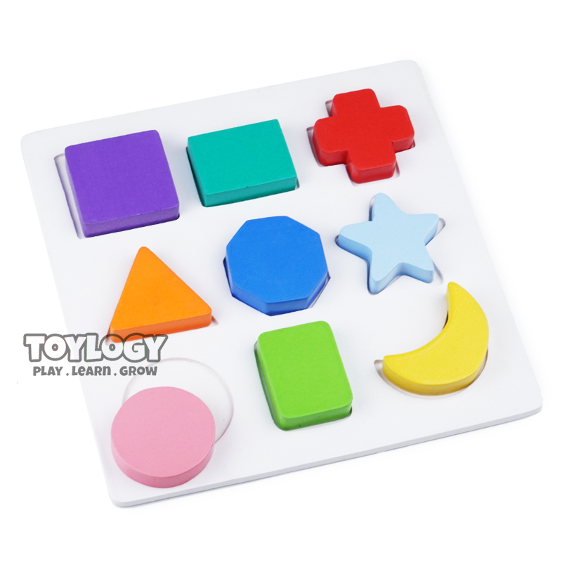 Mainan Edukasi Anak Puzzle Kayu Chunky Shape Bentuk Geometri Wooden