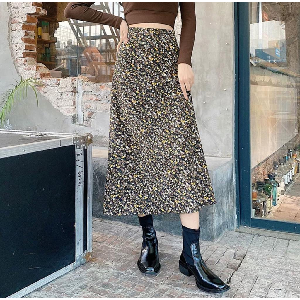 Glory_ skirt floral daily vintage | rok bunga wanita korea | rok panjang wanita