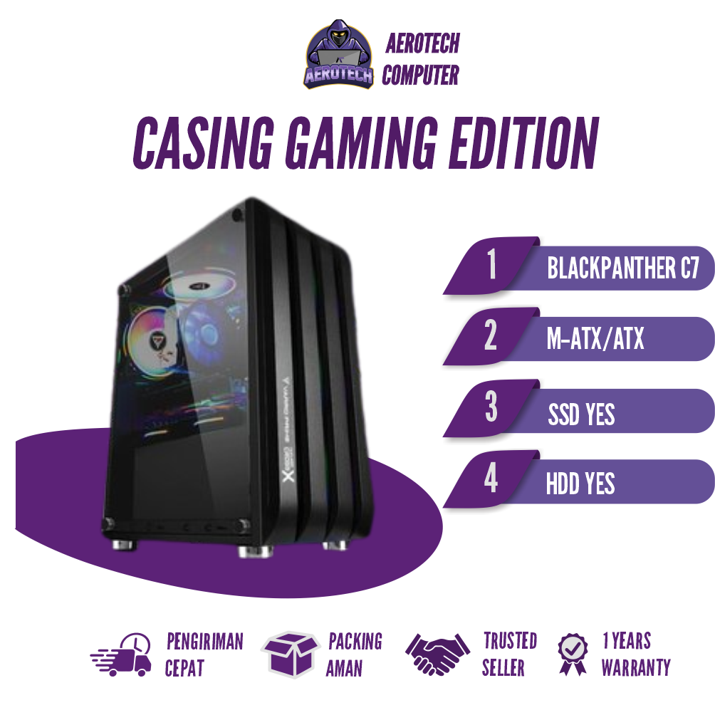 CASING GAMING MAXUSS BLACK PANTHER C07