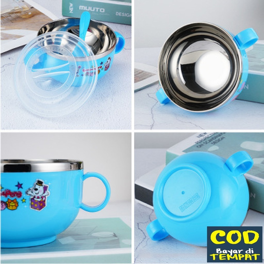 Mangkuk Bowl Set Children's Stainless / Mangkok Karakter + Sendok Mpasi Anak