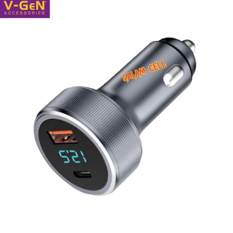 Charger Mobil V-Gen VCC2-34 Fast Car Charger USB 2 PORT PD 54W QC3.0 Digital Display Indicator Garansi Resmi