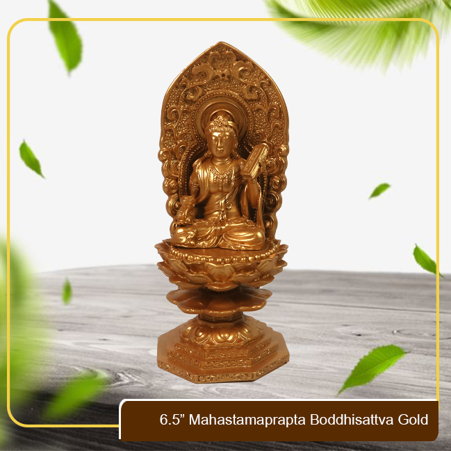 Rupang Patung Arca Buddha Mahasthamaprapta Bodhisattva Gold Fiber 6,5"