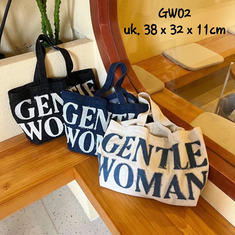 GW - TAS WANITA GM GENTLE MONSTER WOMAN DENIM JEANS TOTEBAG TOTE BAG FASHION IMPORT