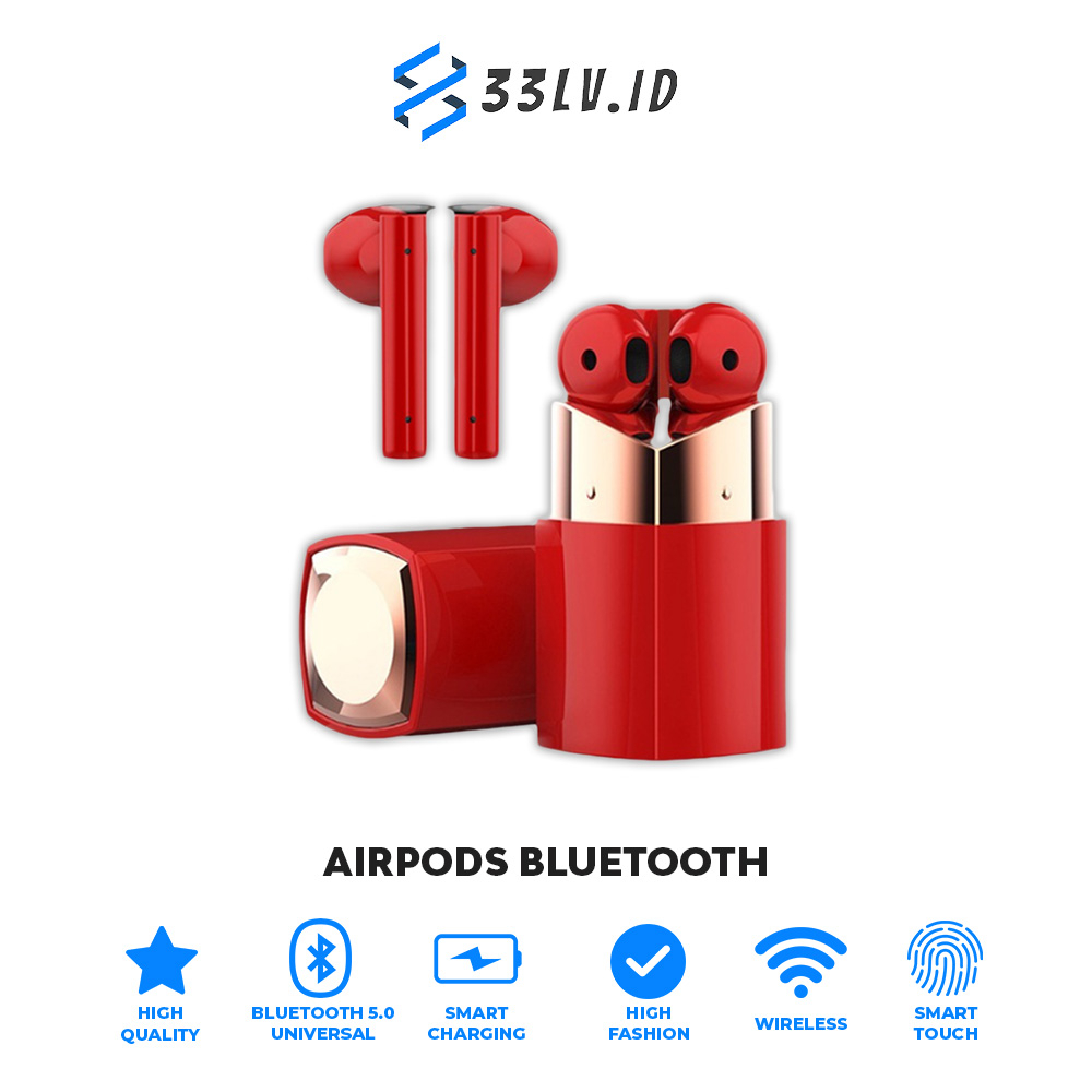 【33LV.ID】HEADSET F1 WIRELESS WANITA LIPSTIK MINI MURAH EARPHONE TWS