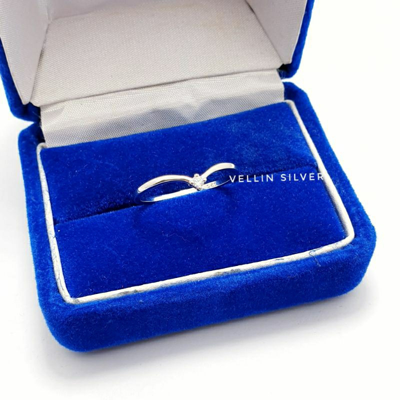 Cincin Aurel fuji Silver 925 Lapis Emas Putih - Cincin Satu Mata Perak 925