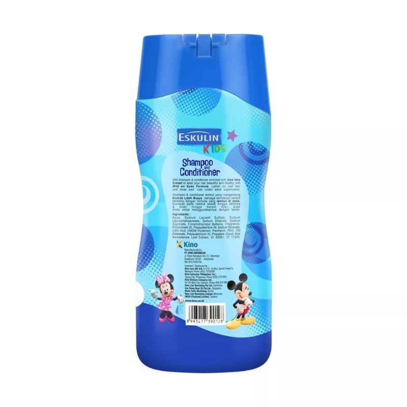 Eskulin kids shampoo &amp; conditioner 200ml-biru