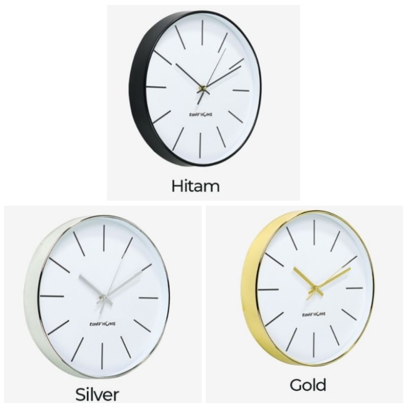 Jam Dinding Bulat Silent Movement Quartz Taffhome H6589
