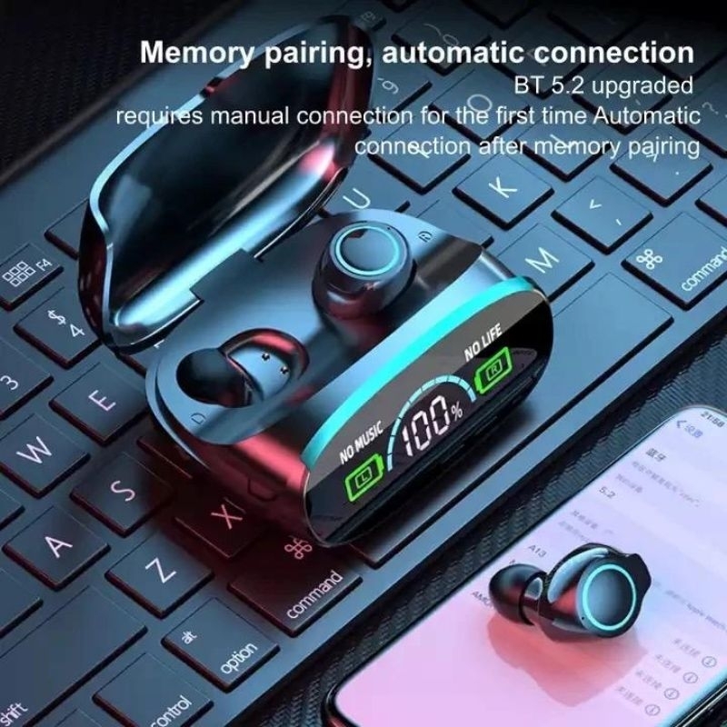 M38 TWS Headset Nirkabel Sentuh Pintar CVC8.0 Headset Gaming Pengurangan Kebisingan Headphone In-Ear Olahraga Bluetooth Headset Sentuh