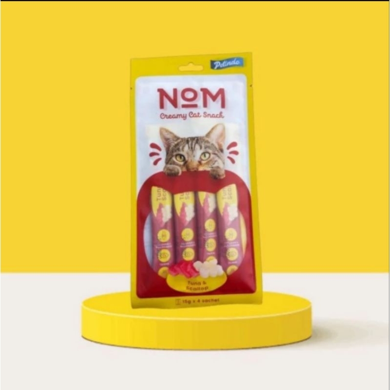 Nom Cat Creamy Treats snack kucing wet food cemilan makanan basah 15 x 4Pcs no Meo Bio chicken &amp; milk